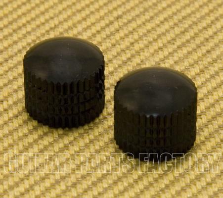 PK-008-BK (2) Black Plastic Push-On Dome Knobs for Guitar/Bass