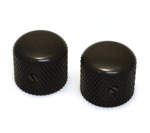 MK-3150-003 (2) Black Short Dome Knobs for Split Shaft Guitar/Bass