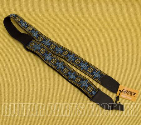 922-0060-104 Gretsch G Brand Guitar or Bass Strap Blue/Orange Black Ends 9220060104