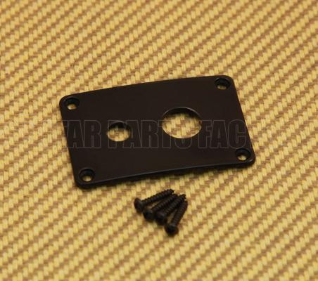 DHJP-B Black Rectangle Dual Hole Jack Plate For Guitar/Bass w/ Screws 