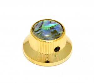 K-MBAB-G (1) Gold/Abalone Metal Guitar/Bass Bell Knob 6mm Split Shaft