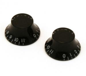 PK-0142-023 (2) Black 0-11 Bell Knobs for Guitar /Bass