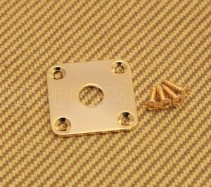 FSJP-G Gold Flat Square Metal Jack Plate For Guitar or Bass with Screws