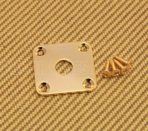 FSJP-G Gold Flat Square Metal Jack Plate For Guitar or Bass with Screws