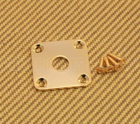 FSJP-G Gold Flat Square Metal Jack Plate For Guitar or Bass with Screws