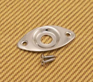 RFJP-C Chrome Recessed Football Jack Plate for Bass/Guitar