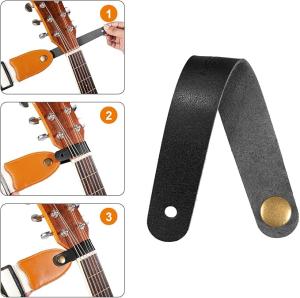 PMAH Black Acoustic Guitar Leather Strap Hook