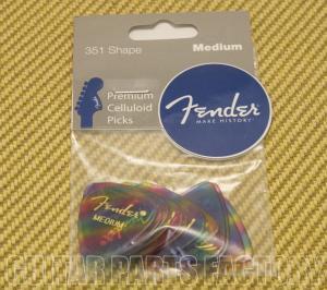 198-0351-102 Fender Medium 351 Rainbow Celluloid Picks 0980351102