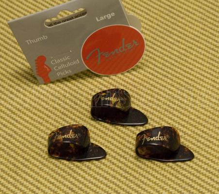 098-1002-503 Genuine Fender Large Tortoise Thumb Picks Set of 3 