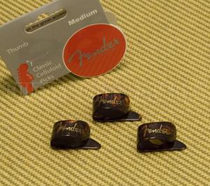 098-1002-303 3 Genuine Fender Medium Tortoise Thumb Picks 0981002303 