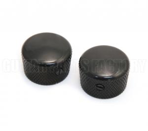 MK-0120-003 (2) Black Metal Cupcake Guitar Bass Knobs 