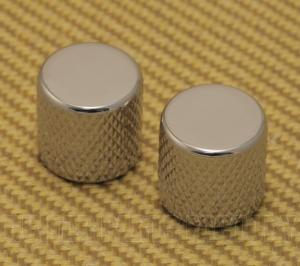 MK-NB00-5NI (2) Nickel Flat Top Barrel Knobs Push-On Guitar/Bass 6mm Split Shaft