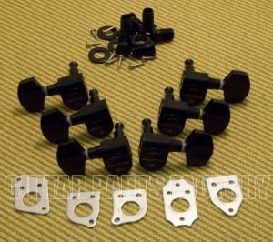 PRN-2411-B0 Ratio Tuned Machine Heads - Acoustic 3+3 Contemporary Black 2 Pin