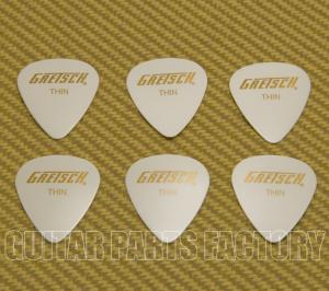 922-0351-180 (6) Genuine Gretsch Logo Picks Thin 351 White Celluloid 9220351180