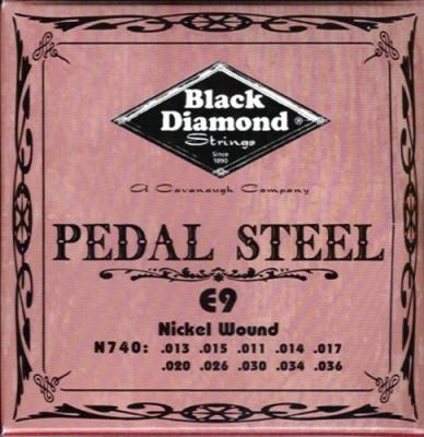 N740 Black Diamond Nickel Wound Pedal Steel String Set, 10 String, E9 Tuning