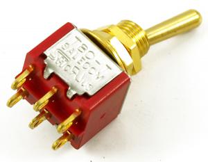 WDE9G Mini Toggle Switch For Guitar & Bass On/On DPDT Bat Style - GOLD