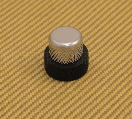 001-9503-KIT 1 Genuine Fender Chrome Black for CTS Stacked 62 Jazz Bass Knob 0019503KIT