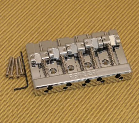 099-4409-000 Fender V 5-String Block High Mass Bridge w/ Logo Chrome Zinc 0994409000