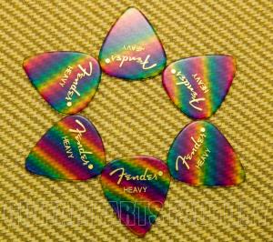 P-RAINBOW-H (6) Genuine Fender Heavy Rainbow Premium Celluloid Picks