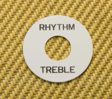 DR00WB White Rhythm/Treble Switch Ring Bold Black Lettering