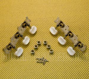 J-68-NI Pearl Button Nickel 3-On-A-Plate Acoustic Classical Guitar Tuners