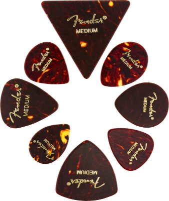 098-0200-300 (8) Fender Classic Celluloid Tortoise Shell Picks Shapes Medley Med 0980200300