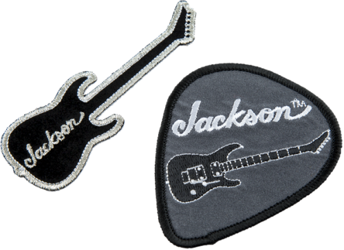 299-5226-002 Jackson Logo Guitar and Pick Set of 2 Embroidered Velvet Patches 2995226002