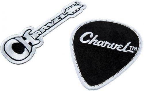 099-2485-002 Charvel Logo Guitar and Pick Set of 2 Embroidered Velvet Iron-On Patches 0992485002