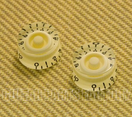 PK-MSI-C (2) Cream Metric Speed Knobs 6mm Split Pots for Import Guitar