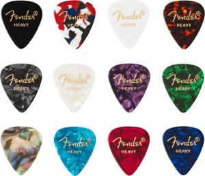 098-0300-500 (12) Genuine Fender Picks 351 Shape Celluloid Medley Heavy 0980300500