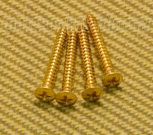 GS-3005-002 (4) Gold Short Neck Plate Screws Guitar/Bass 