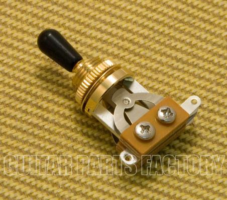 EP-0066-BT Gold Short 3-Way Guitar Toggle Switch Black Tip