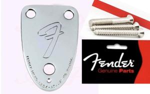 005-4525-049 Fender Chrome '70s Vintage-Style 3-BOLT F Stamped Guitar Neck Plate 0054525049