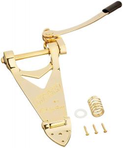 006-0143-100 Bigsby B6G Gold Vibrato Tremolo Tailpiece Gretsch Guitar Logo Flat Handle 0060143100