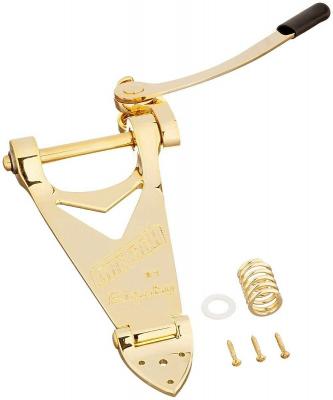 006-0143-100 Bigsby B6G Gold Vibrato Tremolo Tailpiece Gretsch Guitar Logo Flat Handle 0060143100