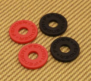 099-0819-000 (4) Fender Logo Red & Black Strap Button Blocks 0990819000