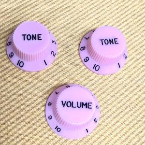 PK-0178-P Pink Knob Set for Strat Guitar w/Black Lettering