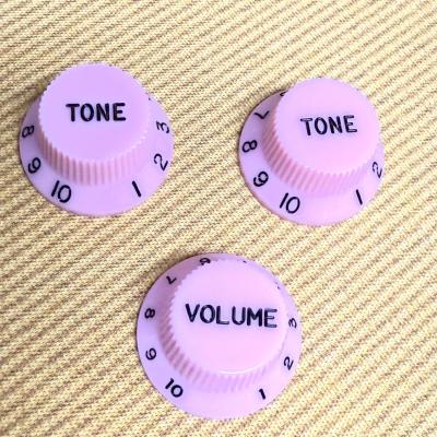 PK-0178-P Pink Knob Set for Strat Guitar w/Black Lettering