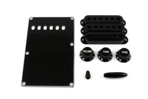 PG-0549-023 Black Accessory Kit Knobs/Covers/Back Plate for Fender Strat