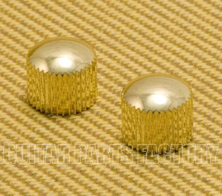 PK-008-GD (2) Gold Plastic Push-On Dome Knobs for Guitar/Bass