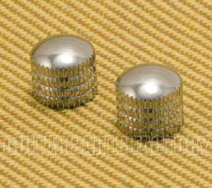 PK-008-CR (2) Chrome Plastic Push-On Dome Knobs for Guitar/Bass