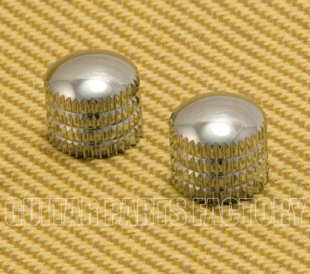 PK-008-CR (2) Chrome Plastic Push-On Dome Knobs for Guitar/Bass