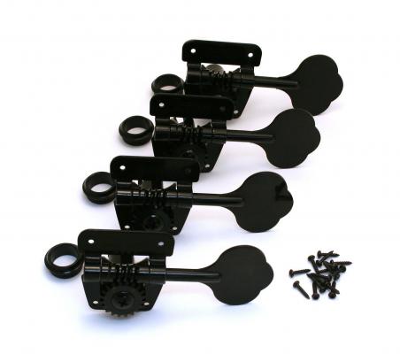 WJBL 200 BK 4 Wilkinson Black Cloverleaf Bass Tuners for 70s Fender P Jazz Bass