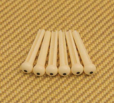 T-3329D (6) Grover/Tropy Acoustic Guitar Bridge Pins Cream w/Dot