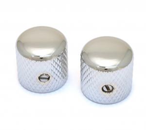 MK-0910-C (2) Chrome Vintage Style Dome Knobs for Split Shaft Slotted Set Screw