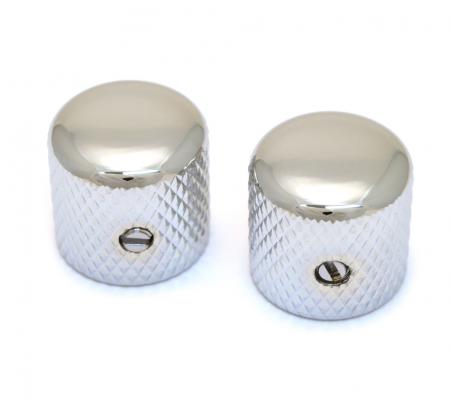 MK-0910-C (2) Chrome Vintage Style Dome Knobs for Split Shaft Slotted Set Screw