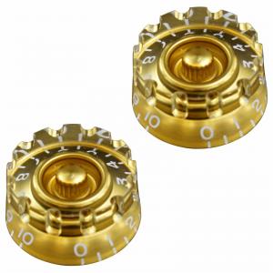 KN-003-001 (2) Gold Notched Edge Speed Knobs Gibson Les Paul/Epiphone 
