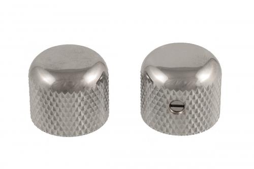 MK-3150-001 (2) Nickel Short Dome Knobs for Split Shaft Guitar/Bass