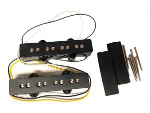 PU-104-B Neck & Bridge Pickup Set For Jazz Bass Black Covers Bar Magnets