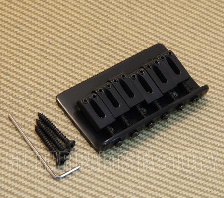 SB-015-B Hardtail Through-Body Guitar Bridge/Modern Saddles Black w/ Mounting Screws